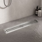 Linear Shower Drain With Anti-Odor Valve Capsule Pattern Grate SS 10 x 50cm - Image 4