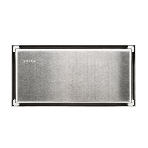 Linear Shower Drain With Anti-Odor Valve Flat Grate Brushed Finish SS 10 x 20cm