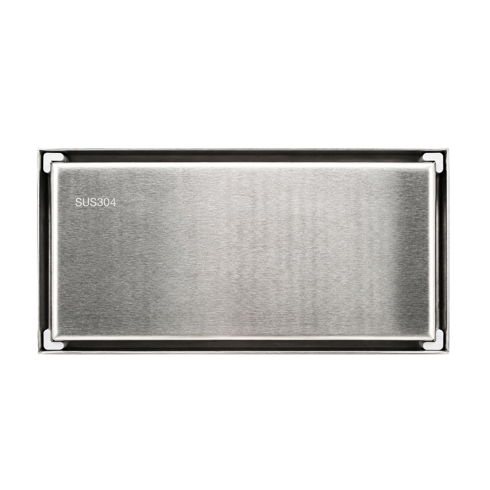 JTC-8093-1 Linear Shower Drain With Anti-Odor Valve Flat Grate Brushed Finish SS 10 x 20cm - Image 1
