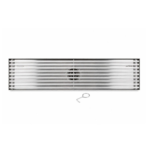 Linear Shower Drain With Anti-Odor Valve Bars Grate Brushed Finish SS 10 x 40cm