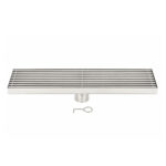 Linear Shower Drain With Anti-Odor Valve Bars Grate Brushed Finish SS 10 x 40cm - Image 3