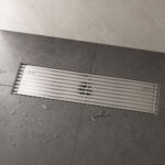 Linear Shower Drain With Anti-Odor Valve Bars Grate Brushed Finish SS 10 x 40cm - Image 4