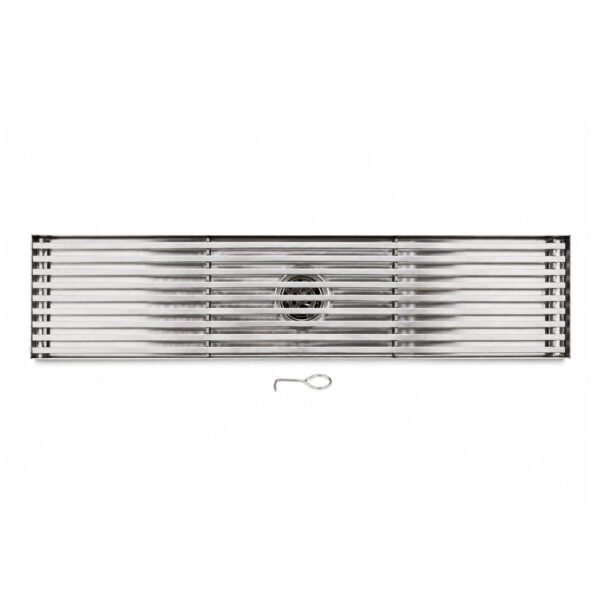 Linear Shower Drain With Anti-Odor Valve Bars Grate Brushed Finish SS 10 x 50cm
