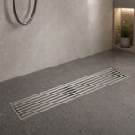 Linear Shower Drain With Anti-Odor Valve Bars Grate Brushed Finish SS 10 x 50cm - Image 4