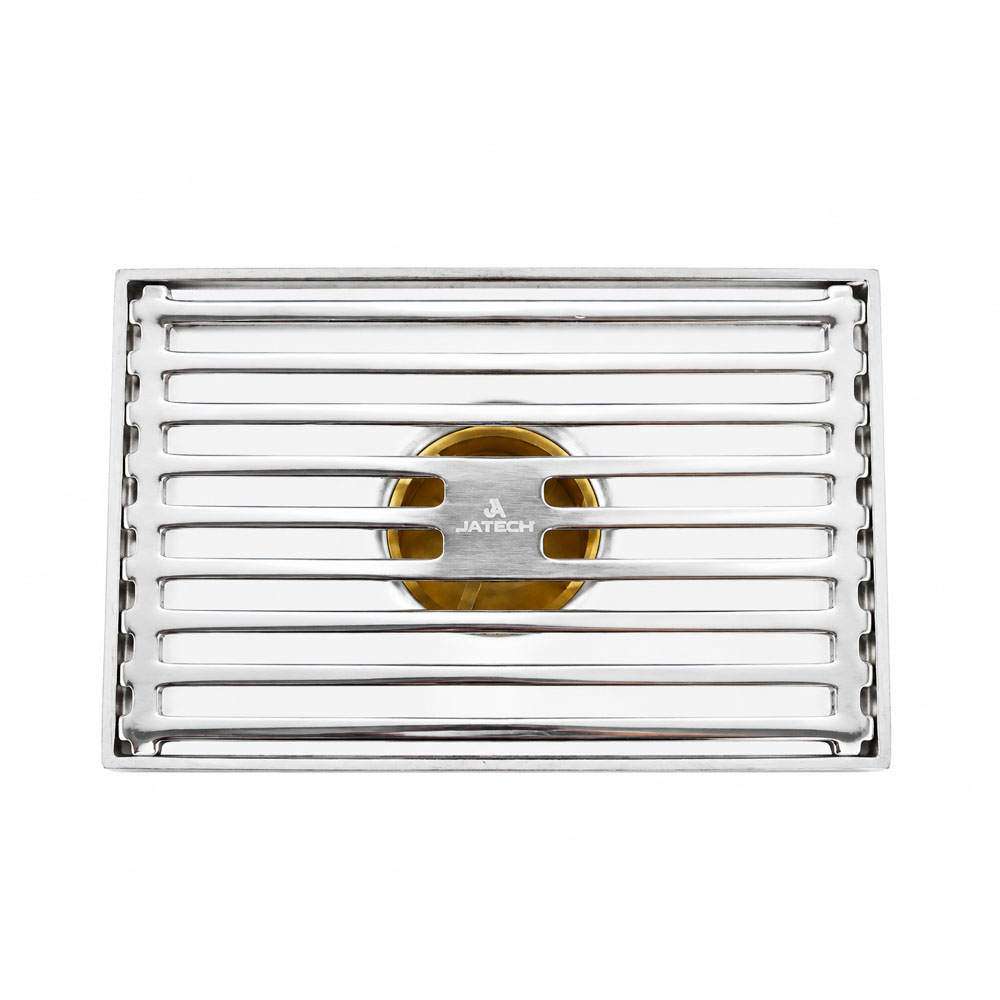 JTC-8106-1 Shower Drain With Anti-Odor Valve Grid Grate Brushed Finish SS 10 x 15cm - Image 1