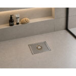 Shower Drain With Anti-Odor Valve Grid Grate Brushed Finish SS 10 x 15cm - Image 4