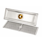 Linear Shower Drain With Anti-Odor Valve Grid Grate Brushed Finish SS 10 x 30cm - Image 2