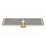 Linear Shower Drain With Anti-Odor Valve Grid Grate Brushed Finish SS 10 x 30cm - Image 3