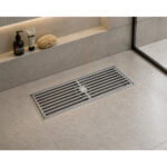 Linear Shower Drain With Anti-Odor Valve Grid Grate Brushed Finish SS 10 x 30cm - Image 4