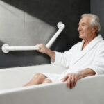 White Angle Grab Bar 400 x 500 mm Stainless - Image 2