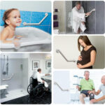 White Angle Grab Bar 400 x 500 mm Stainless - Image 3