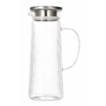 Vertical Stripe Glass Pitcher with Stainless Steel Lid – 1.13L