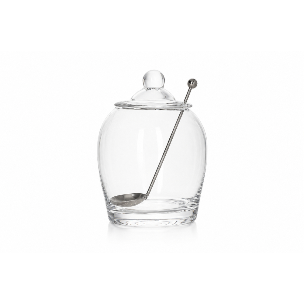 MK-3931-1 Classic Glass Olive Jar with Lid & Serving Spoon – 14cm - Image 1
