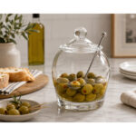 Classic Glass Olive Jar with Lid & Serving Spoon – 14cm - Image 3