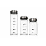 Glass Spice Jar Set with Stainless Steel Lids 3pcs