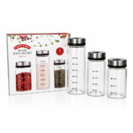 Glass Spice Jar Set with Stainless Steel Lids 3pcs - Image 2