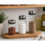 Glass Spice Jar Set with Stainless Steel Lids 3pcs - Image 3