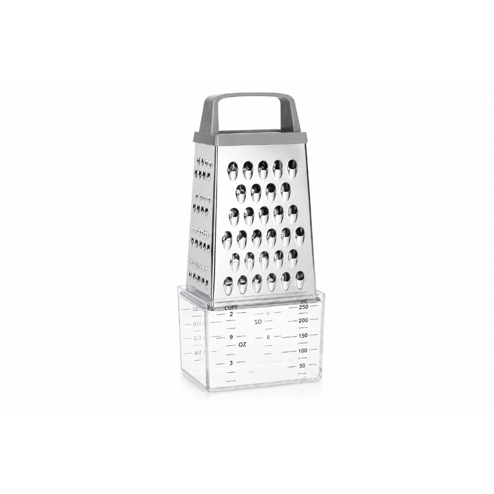 MK-4010-1 4-Sided Stainless Steel Box Grater with Measuring Storage Container – 5.5cm - Image 1