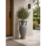 Tall Open-Handle Granite-Effect Floor Vase - Image 2