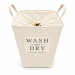 Collapsible Fabric Laundry Hamper with Drawstring Closure