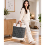 Woven Front Laundry Hamper with Carry Handles - Image 2