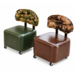 Upholstered Rolling Accent Chair with Floral Backrest