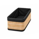 Set of 3 Bamboo Slat Storage Baskets with Black Fabric Lining - Image 3