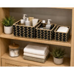 Set of 3 Black and Natural Rope-Woven Storage Baskets - Image 2