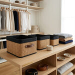 Set of 3 Natural Woven Storage Baskets with Black Fabric Lining - Image 3