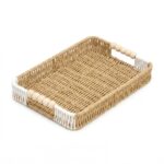Rectangular Woven Basket with Decorative Bead Handles - Set of 3 - Image 2