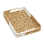 Rectangular Woven Basket with Decorative Bead Handles - Set of 3 - Image 3