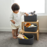Rope Storage Baskets with Accent Tabs Grey - Set of 3 - Image 4