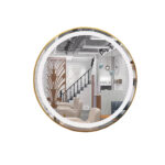 Round Led Wall Mirror With Decorative Border - Gold - 31.4 Inch