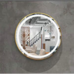 Round Led Wall Mirror With Decorative Border - Gold - 31.4 Inch - Image 2