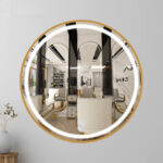Round Led Wall Mirror With Decorative Border - Gold - 31.4 Inch - Image 3