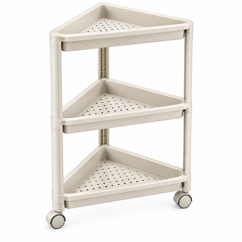 OSM-2567-1 Corner 3-Tier Rolling Storage Rack - Image 1