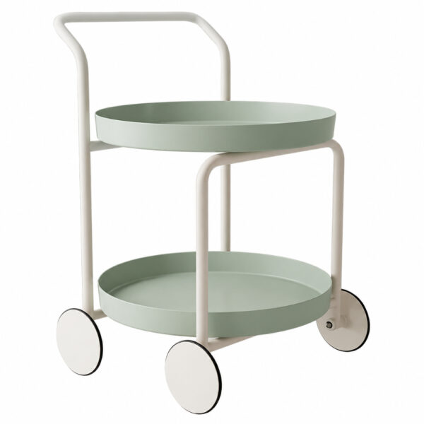 2-Tier Round Rolling Utility Cart - Sage Green