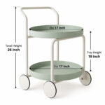 2-Tier Round Rolling Utility Cart - Sage Green - Image 3