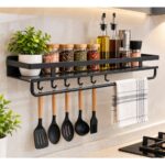 Wall-Mounted Kitchen Organizer with Towel Bar With Adhesive Pad - Image 3