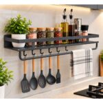 Wall-Mounted Kitchen Organizer with Towel Bar With Adhesive Pad - Image 2