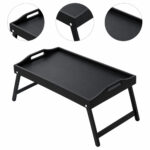 Black Bamboo Folding Bed & Laptop Tray Table - 50 x 30 cm