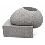 Pebble-Shaped Decorative Planter with Square Base - Small