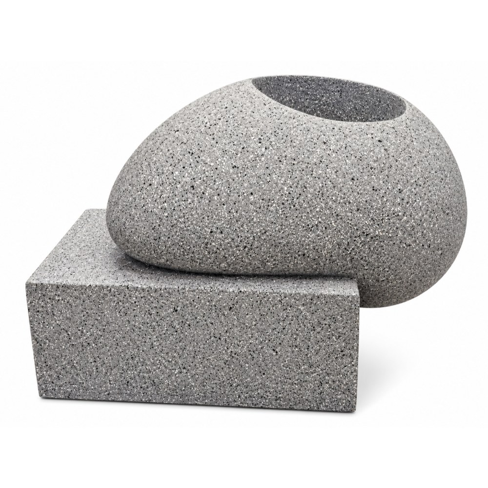 OSM-2595-5 Pebble-Shaped Decorative Planter with Square Base - Large - Image 1
