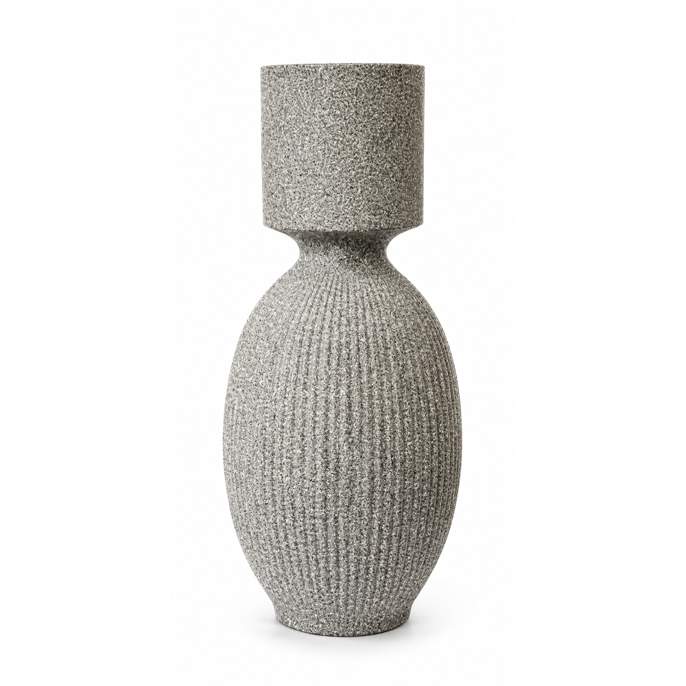 OSM-2596-1 Textured Oval Floor Vase with Cylindrical Neck - Image 1