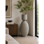 Textured Oval Floor Vase with Cylindrical Neck - Image 2