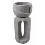 Abstract Granite-Effect Sculptural Planter with Cut-Out Base