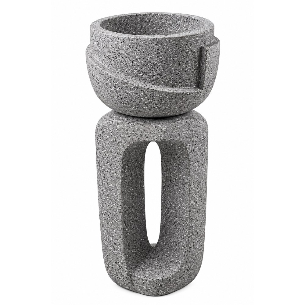 OSM-2600-3 Abstract Granite-Effect Sculptural Planter with Cut-Out Base - Image 1