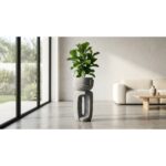Abstract Granite-Effect Sculptural Planter with Cut-Out Base - Image 2