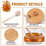 Glass Honey Dispenser with Wooden Lid, Dipper and Base - Image 7