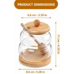Glass Honey Dispenser with Wooden Lid, Dipper and Base - Image 8